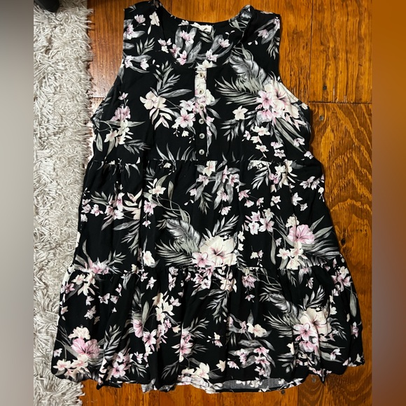Cotton Bleu Dresses & Skirts - Elegant Floral Black and Pink Mini Dress
